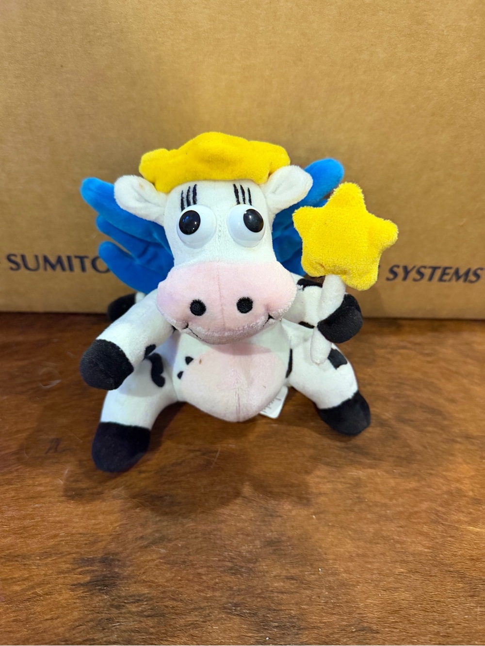 Plush Kraft Cow Fairy Toy with Yellow Star and Blue Wings - Kids Toy